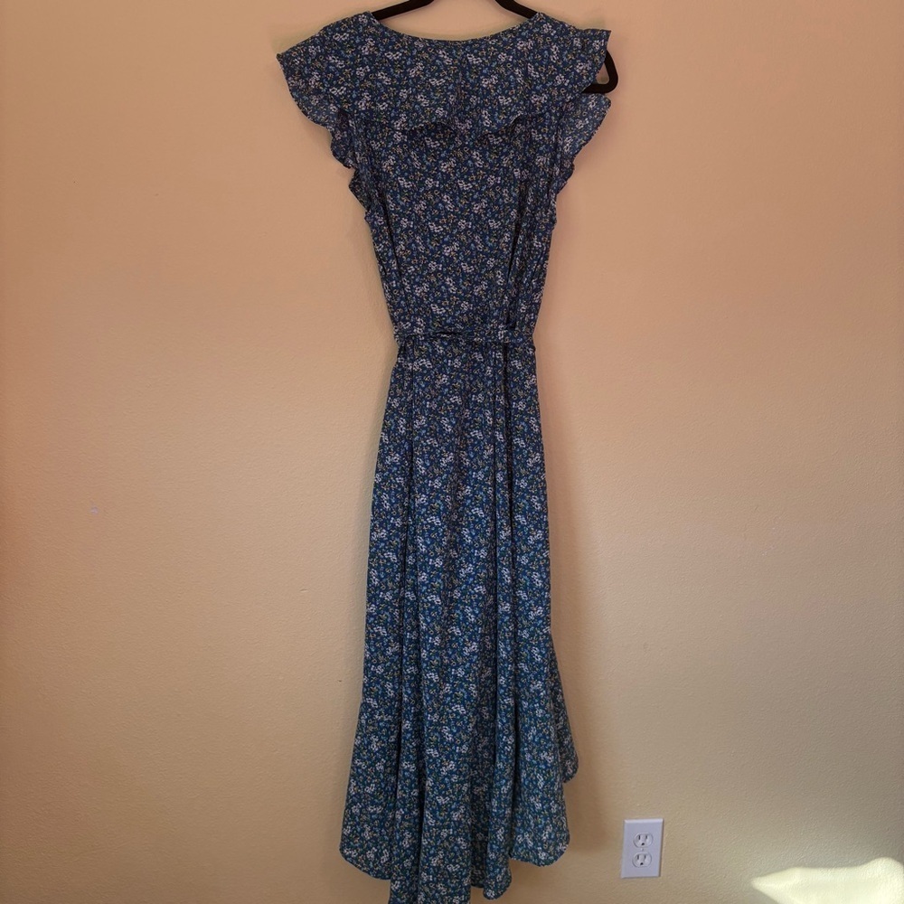 Max Studio Wrap Floral Blue Dress - Picture 6 of 6